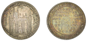 Derbyshire, County series, ‘Morgan’s’ mule Shilling, view of Peterborough Cathedral, rev. derby leicester...