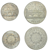 Gloucestershire, Bristol, Niblock & Latham, Shilling, 1811, 4.21g/12h (D 48), Sixpence, 1811, 2.02g/12h (D 63) [2]....