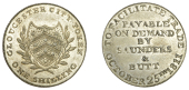 Gloucestershire, Gloucester, Thomas Saunders and Richard Butt, imitation Shilling, 1811, arms, 12 leaves at right,...