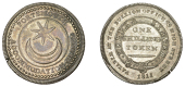 Hampshire, Portsmouth, ‘Morgan’s’ mule Shilling, star and crescent, rev. value within Garter, payable at the...