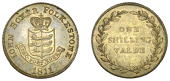 Kent, Folkestone, John Boxer, Shilling, 1811, crowned arms, rev. value in wreath, edge grained, 4.02g/12h (Thompson...