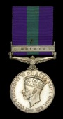 General Service 1918-62, 1 clasp, Malaya, G.VI.R. (2/Lt. J. B. Harden. 13/18H.) minor official correction to first...