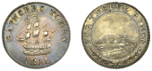 Lincolnshire, Gainsborough, issuer uncertain, Shilling, 1811, ship sailing left, rev. distant view of bridge, edge...