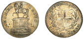 London, ‘Charing Cross’, issuer uncertain, Shilling, equestrian statue of Charles I, lamps on railings, rev....