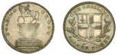 London, ‘Charing Cross’, issuer uncertain, Shilling, equestrian statue of Charles I, no lamps on railings, rev....