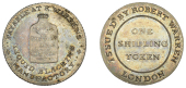 London, St Martin’s Lane, Robert Warren, Shilling, bottle, rev. value, edge grained, 4.00g/12h (D 29). Some...