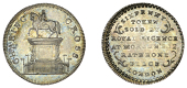 London, ‘Charing Cross’, ‘Morgan’s’ Sixpence, equestrian statue of Charles I, lamps on railings, rev....