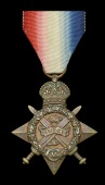 The 1914 Star awarded to Private J. Burke, 1st Battalion, Irish Guards, who was captured at Ypres on 12 November...