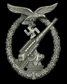 A German Second War Luftwaffe Flak Badge.
A very good example of the Luftwaffe Flak Badge produced by C.E. Juncker,...