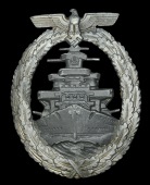 A German Second War Kriegsmarine High Seas Fleet Badge.
A Rudolf Souval produced High Seas Fleet Badge. The award...