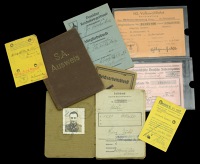 German Second War Third Reich Paperwork.
Leipzig Airport pass a scarce double sided yellow linen card allowing...