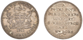 Somerset, Bath, Samuel Whitchurch and William Dore, Four Shillings, 1811, arms and supporters, rev. legend, edge...
