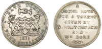 Somerset, Bath, Samuel Whitchurch and William Dore, Four Shillings, 1811, arms and supporters, rev. legend, edge...
