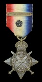 The 1914 Star awarded to Private W. Collins, 4th Battalion, Royal Fusiliers (City of London Regiment), who was...