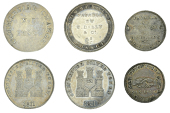 Sussex, Chichester, Henry Comper and Benjamin Charge, Sixpence, 1811, 1.96g/12h (KR 301; D 12); Thomas Dally & Co,...