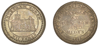 Sussex, Shoreham, Thomas Clayton and John Hide, ‘Morgan’s’ Shilling, 1811, St Mary’s Church in inner circle,...