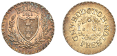 Yorkshire, Hull, Charles Rudston and George Preston, Eighteen Pence, 1811, arms, 6 berries to right and 5 to left,...