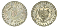 Yorkshire, Hull, Charles Rudston and George Preston, Sixpence, 1811, arms, rev. value, edge grained, 2.06g/12h (D...