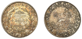 Yorkshire, Sheffield, S. & C. Younge & Co, Shilling, 1812, arms in wreath, rev. female seated left, 4 blades of...