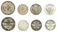 Yorkshire, York, Robert Cattle and James Barber, Shilling, 1811, no y, 4.36g/12h (D 86), Sixpences, 1811 (3),...