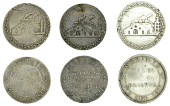 Glamorganshire, Merthyr Tydfil, Morgan’s imitation Shillings, 1811 (3), plated, 2.94g/6h (D 6), 3.18g/12h (D –...