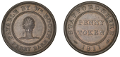 19th Century Tokens, STAFFORDSHIRE, Perry Barr, William Booth, Penny, 1811, wheatsheaf, rev. value, edge plain,...