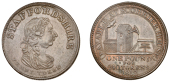 19th Century Tokens, CORNWALL, Redruth, mule Penny, 1812, view of Scorrier House, rev. bust of George III right,...