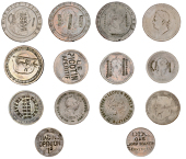 Miscellaneous Tokens and Checks, HEREFORDSHIRE, Hereford, caswall hereford twice on obv. of a George III Halfpenny,...