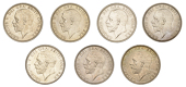 George V (1910-1936), Florins (7), 1928-31 inclusive, 1933, 1935, 1936 (ESC 3781, 3783, 3785, 3787, 3791, 3793,...