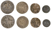 London (City), Whitefriars, John Clay, Halfpenny, 1667, 2.39g/3h (N 7844; BW. 3475); Windmill Court [Snow Hill],...