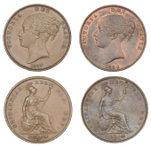 Victoria (1837-1901), Pennies (2), 1844, 1847 far colon (BMC 1487, 1493; S 3948) [2]. Good very fine	 £80-£100