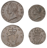 George II (1727-1760), Halfpenny and Farthing, both 1760 (Nelson 5; S 6610-11) [2]. Good very fine, but first with...