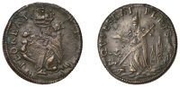Charles II (1649-1685), St Patrick’s coinage, ‘Farthing’, 6.29g/12h (Martin 1a.3/Ba.22; S 6569). Brass plug;...