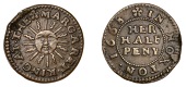 Middlesex (Metropolitan), Hoxton, Margaret King, Halfpenny, 1668, 2.91g/10h (N 8151a, this piece; BW. Middlesex...