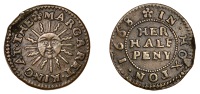 Middlesex (Metropolitan), Hoxton, Margaret King, Halfpenny, 1668, 2.91g/10h (N 8151a, this piece; BW. Middlesex...