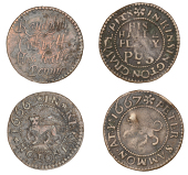 Middlesex (Rural), Kensington, Randolph Cobbett, Halfpenny, 1666, 1.53g/6h (N 9209; BW. 129); Peter Sammon,...