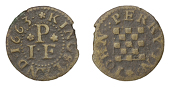 Middlesex (Rural), Kingsland, John Perry, Farthing, 1663, 0.87g/6h (N 9217, this piece; BW. 133). About fine, rare	...