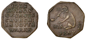 Southwark, St George’s Church, John Ewing, octagonal Halfpenny, 2.30g/12h (E 847; N 5077; BW. 350). Very fine and...