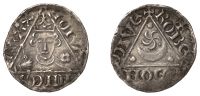 John (as King, 1199-1216), Third coinage, Penny, Dublin, Roberd, roberd on dive, pellet on tip of second ray,...