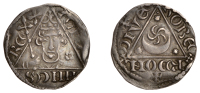 John (as King, 1199-1216), Third coinage, Penny, Dublin, Roberd, roberd on dive, pellet on inside of third ray,...