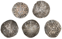 Edward I (1272-1307), Second coinage, Pennies (5), Dublin (3), all type Ib, 1.09g/9h, 1.29g/9h, 1.38g/2h; Waterford...