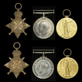 Family Group:

Three: Private T. W. Mason, 2nd Battalion, Suffolk Regiment, who was killed in action at Le Cateau...