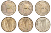 Free State (1921-1937), Halfcrown, 1928 (S 6624); Eire, Halfcrowns (2), 1939, 1942 (S 6633) [3]. Last about as...