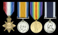 Four: Leading Stoker E. Webb, Royal Navy, who served in H.M.S. Superb at the Battle of Jutland

1914-15 Star...