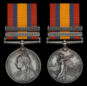 Queen’s South Africa 1899-1902, 2 clasps, Cape Colony, Orange Free State (2467 Pte. A. Cook. 1/Oxfd. L.I.)...