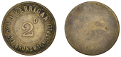 Miscellaneous Tokens and Checks, Co DUBLIN, Dublin, J. Kerrigan, uniface brass Twopence, 27mm (Rice 219A, this piece...