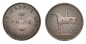 Miscellaneous Tokens and Checks, Co DUBLIN, Dublin, Horse and Jockey, J[ames] Large, copper, 21mm (Rice 226; W 6150;...
