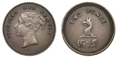 Miscellaneous Tokens and Checks, Co DUBLIN, uncertain location, G.F., copper Twopence by Parkes [1855-60], 21mm...