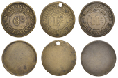 Miscellaneous Tokens and Checks, Co ANTRIM, Carrickfergus, William Vint & Sons, uniface brass Bread Tickets (3), for...
