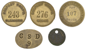 Miscellaneous Tokens and Checks, Co ANTRIM, Belfast, Armour & Co Ltd, brass, stamped 13, 26mm (Woodside AN B87, this...